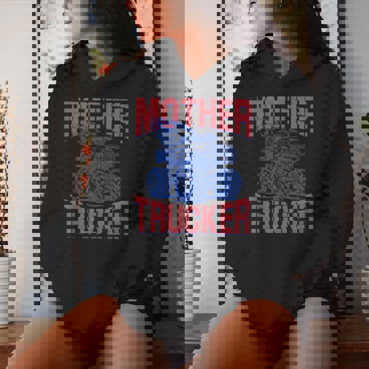 Mother Trucker Mom Of Boys Monster Truck Mom Mama Racing Women Hoodie Gifts for Her