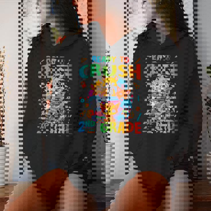 Ready To Crush 2Nd Grade Back Tochool 2Nd Grade Cat Kitten レディースパーカー 彼女への贈り物