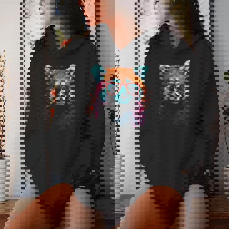 Red Panda サングラスアートワーク レディースパーカー 彼女への贈り物