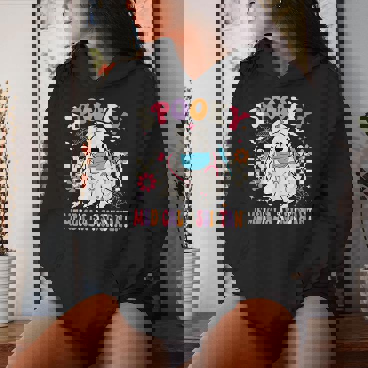 Spooky Medical Assistant Halloween Groovy Med Assistant Women Hoodie Gifts for Her