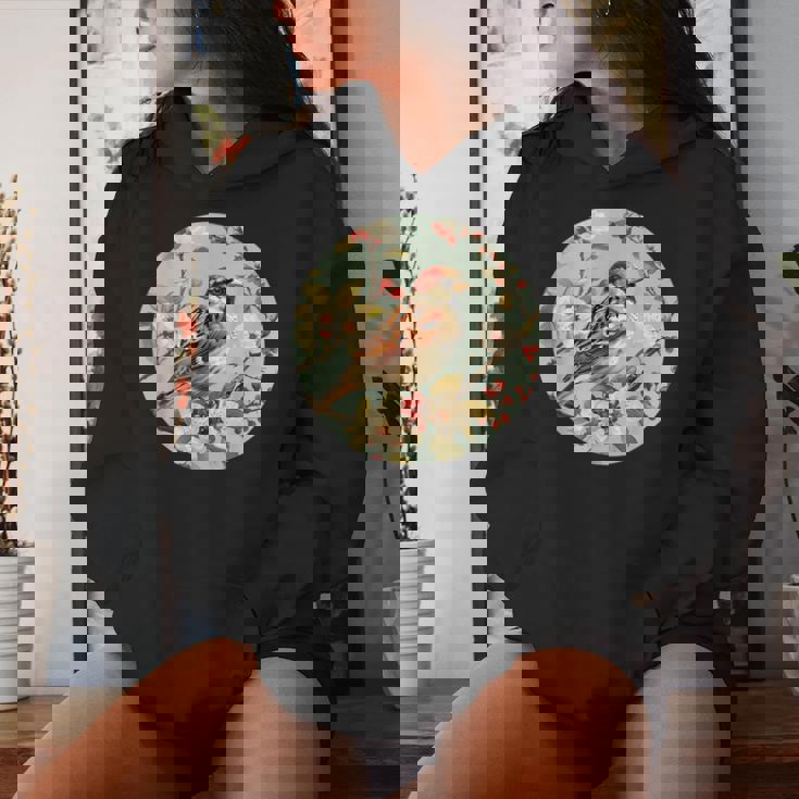 かわいい花のスズメの花の家のスズメ。 レディースパーカー 彼女への贈り物