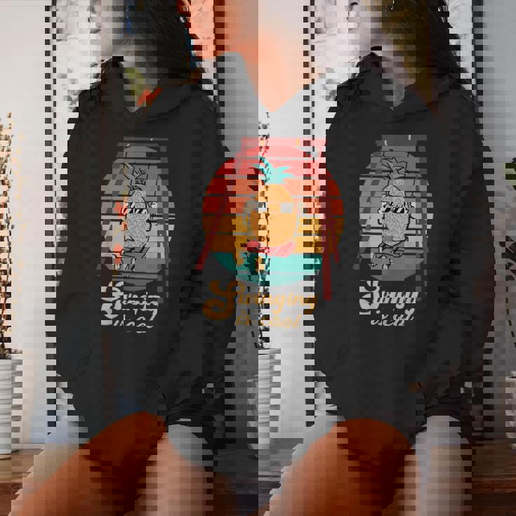 スイング パイナップル スイング クール 面白い フルーツ 男性 女性 子供 Pineapple レディースパーカー 彼女への贈り物