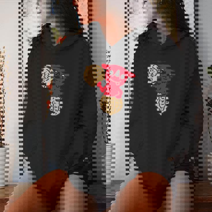 千葉県ご当地キャラと落花生 長袖tシャツ レディースパーカー 彼女への贈り物