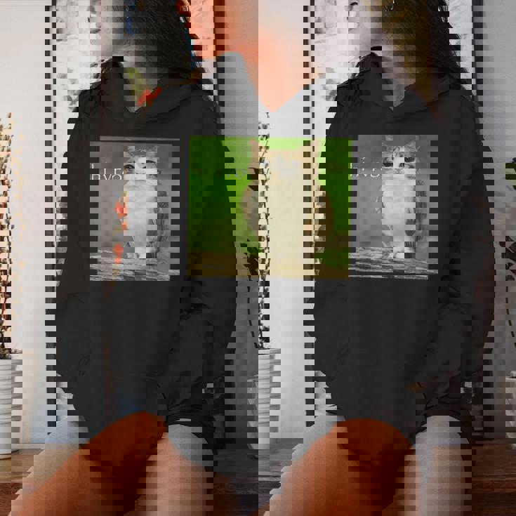 猫 フクロウ 面白い 呪われた Hello Bro Brainrot Meowl Hiro Meme レディースパーカー 彼女への贈り物