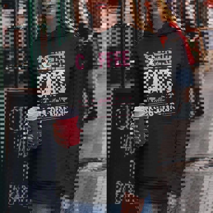 Coffee Cats And Bass Guitars ベースギタリスト 猫とコーヒー 長袖tシャツ レディースパーカー 面白い贈り物