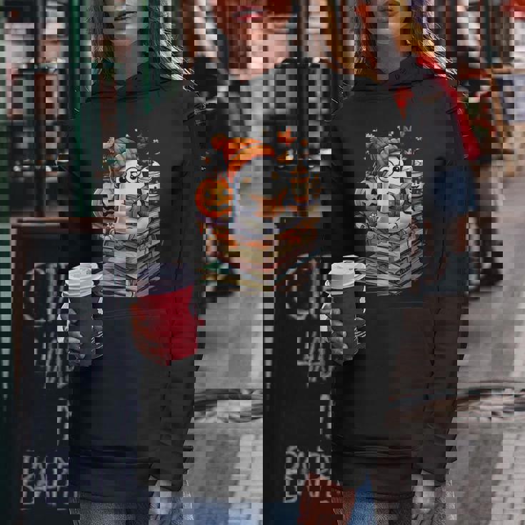 Cute Ghost Reading Book Lovers Autumn Fall Halloween Ghost Women Hoodie Personalized Gifts