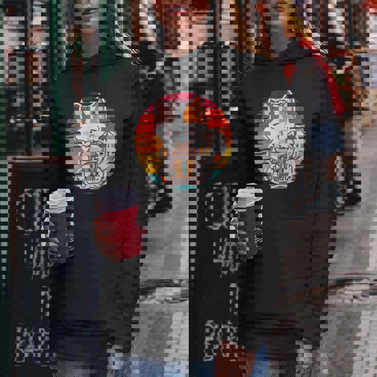 かわいい猫 ボバ ティーバブル アニメ 日本猫 女の子 ティーン レディースパーカー 面白い贈り物