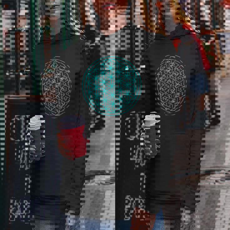 スピリチュアルセイクリッドジオメトリ 生命の花 ブルー レディースパーカー 面白い贈り物