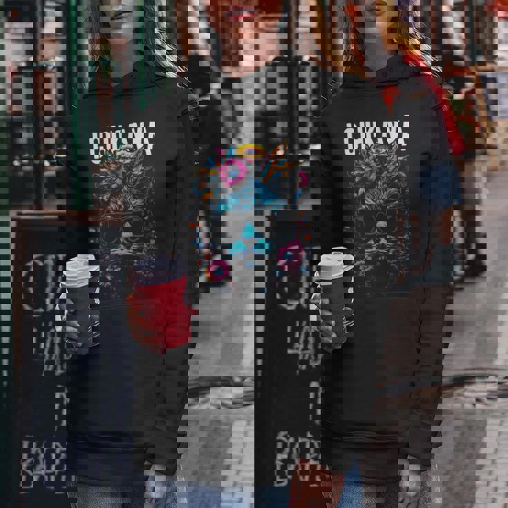 市川市 サングラスをかけた猫と花のデザイン レディースパーカー 面白い贈り物