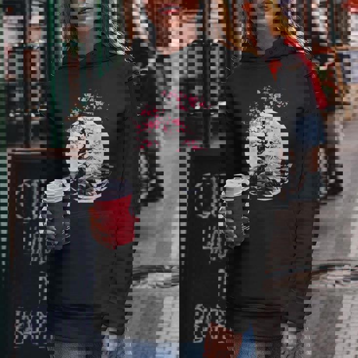 桜と月と富士山のtシャツ 春 花見 和柄 和風 和 メンズ レディース キッズ 水墨画 ギフト 服 サクラ レディースパーカー 面白い贈り物