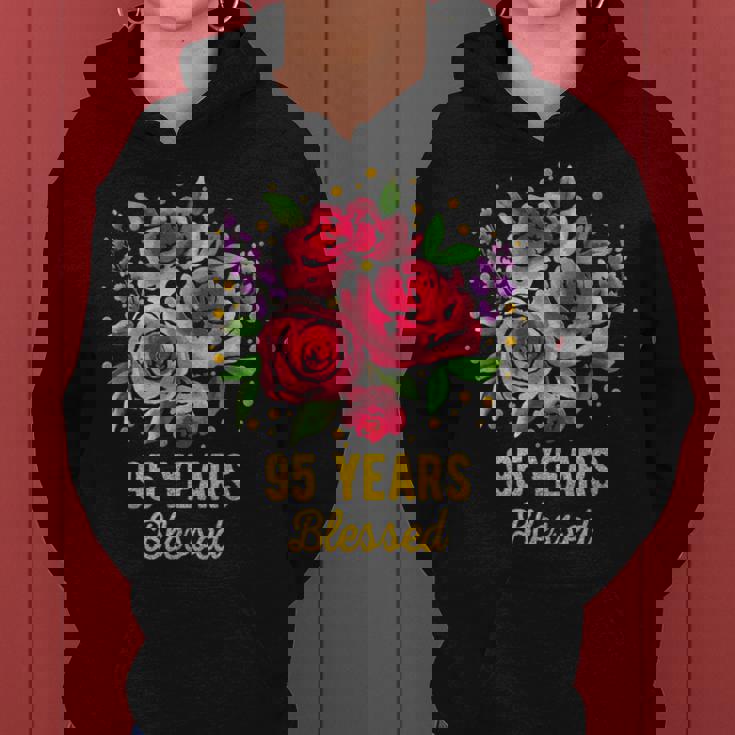 95歳 祝福されたかわいいバラの花 95歳 95歳の誕生日 レディースパーカー