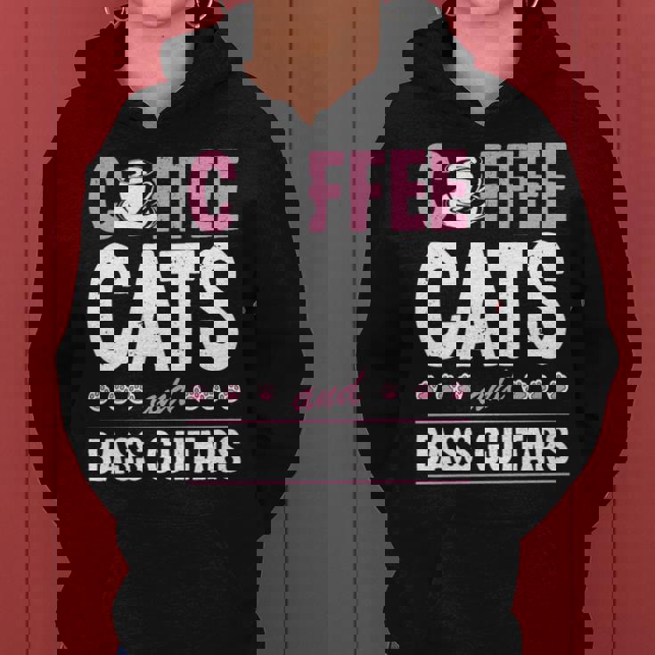 Coffee Cats And Bass Guitars ベースギタリスト 猫とコーヒー 長袖tシャツ レディースパーカー