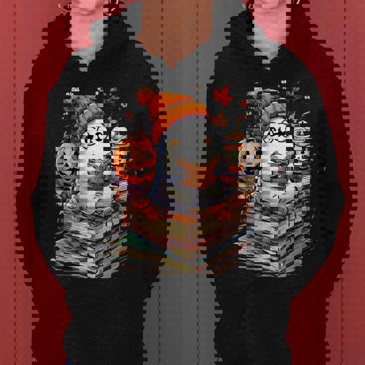 Cute Ghost Reading Book Lovers Autumn Fall Halloween Ghost Women Hoodie