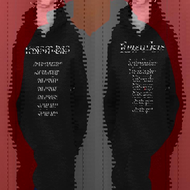 Focus On Jesus – Christian Faith Inspirational Reminder レディースパーカー