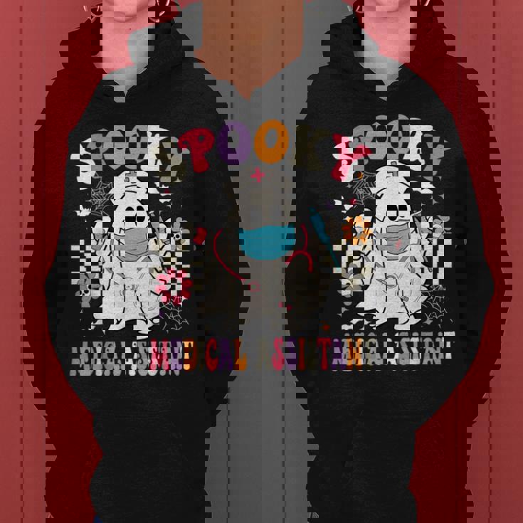 Spooky Medical Assistant Halloween Groovy Med Assistant Women Hoodie