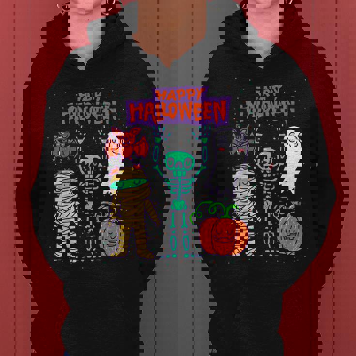 ハッピーハロウィン骨格かぼちゃかわいいゴーストキッズ男の子女の子 レディースパーカー