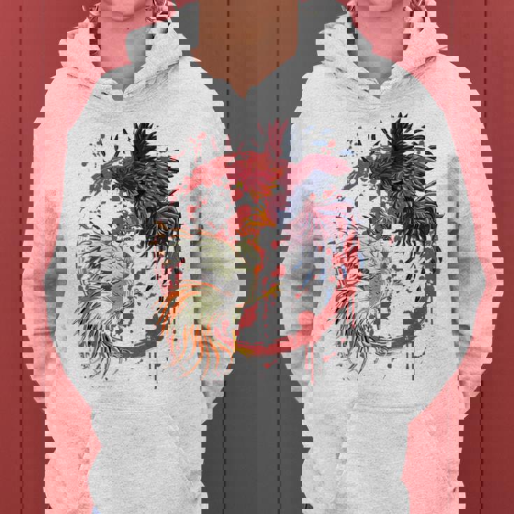 Rooster Cock Fight Chicken ノベルティ ファーマーズギフト レディースパーカー