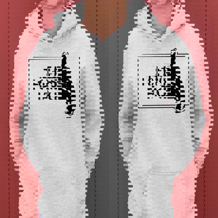 【バックプリント・背中側】ザ・ホース・フェイス The Horse Face 午年 馬 2026 パロディ 長袖tシャツ レディースパーカー