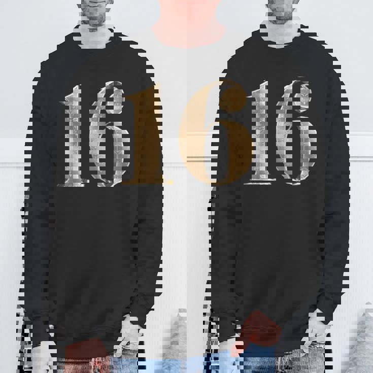 16 16 誕生日 お気に入り 数字 フルール・ド・リス デザイン スウェットシャツ 高齢者への贈り物