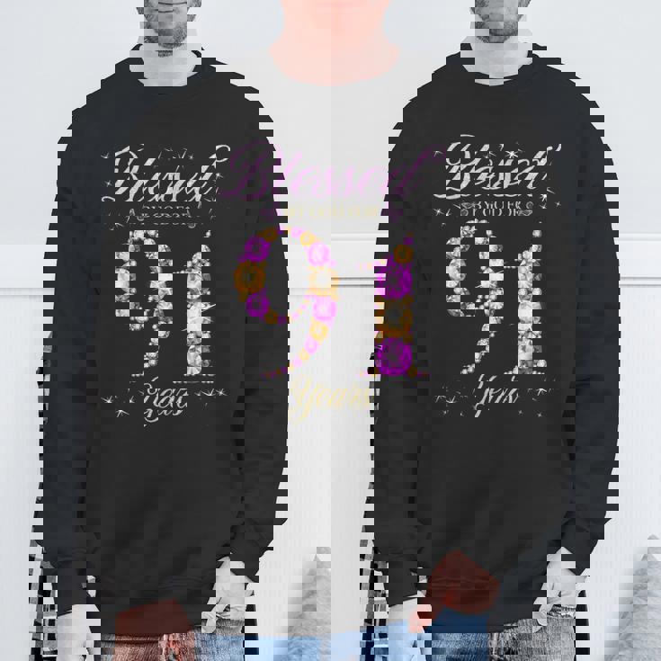 91歳の91歳の誕生日bデーパーティー 神に祝福されて スウェットシャツ 高齢者への贈り物