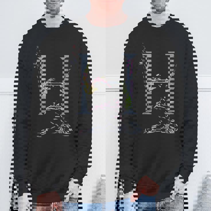 Balla バレリーナ イニシャル 名前 H、ダンス、モノグラム、バレエ スウェットシャツ 高齢者への贈り物