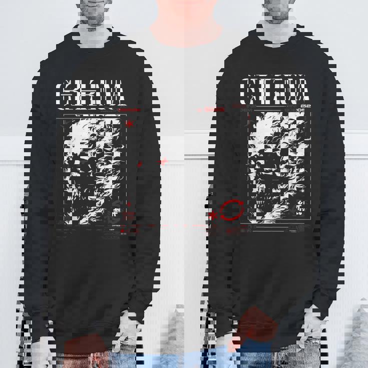 Dark Gothic Black And Red Skull Emo Y2k Grunge Streetwear Sweatshirt Gifts for Old Men