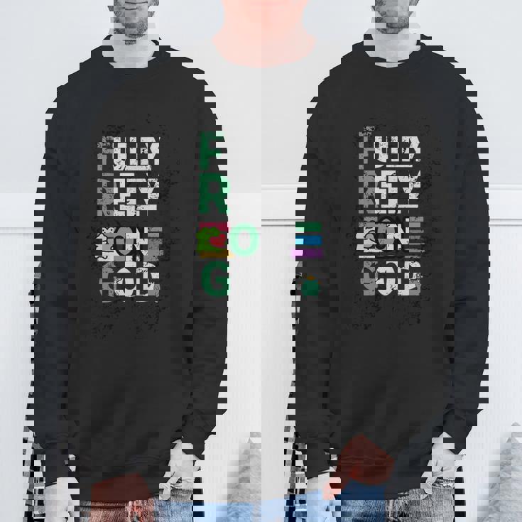 Frog Fully Rely On God 面白いレトロラブハートカエル愛好家 長袖tシャツ スウェットシャツ 高齢者への贈り物