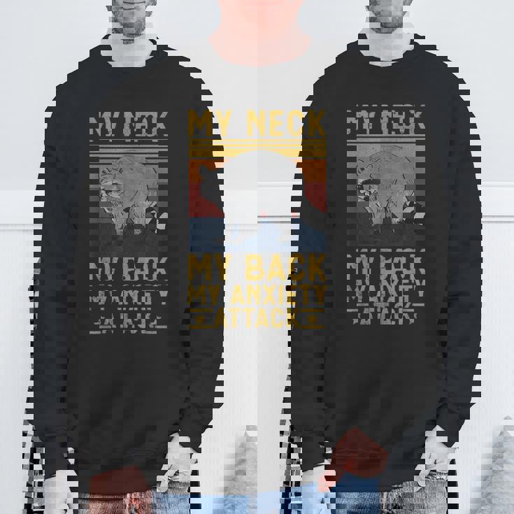 Il Mio Collo La Miachiena Il Mio Attacco Di Ansia Procione Meme Divertente Felpa Regalos para ancianos