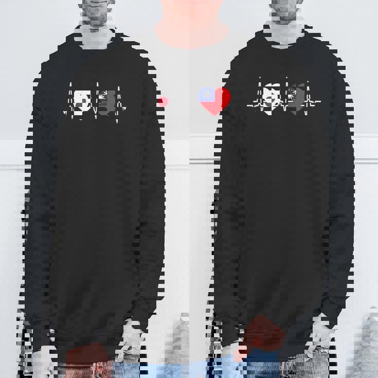 Japanese Flag Taiwanese Flag Heart 台湾の遺産 台湾のルーツ 日本の国旗 台湾の国旗 スウェットシャツ 高齢者への贈り物