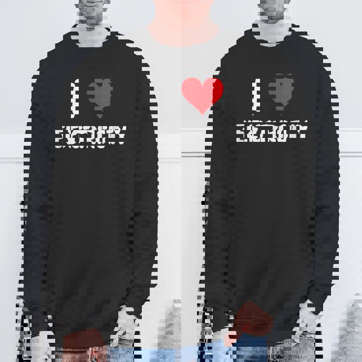 I Love Electricity ハート 電気技師ユーティリティ電気 スウェットシャツ 高齢者への贈り物