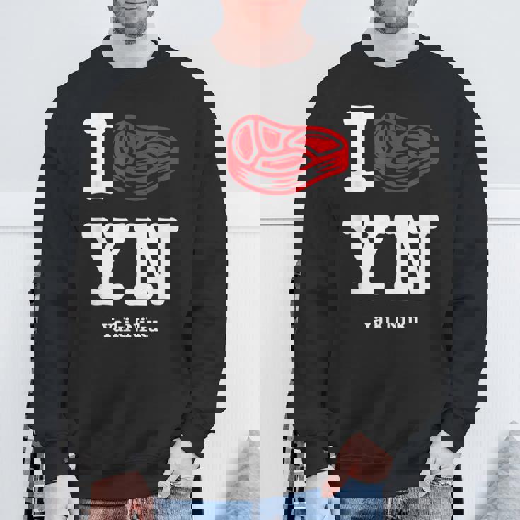 I Love Yakiniku Bbq 日本バーベキュー グルメ ユーモア ガールズ 大 スウェットシャツ 高齢者への贈り物