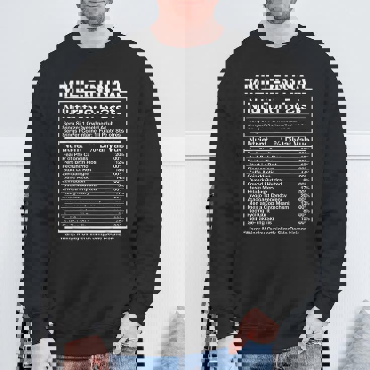 Millennial Nutrition Facts Generation Meme Sweatshirt Gifts for Old Men Millennial Nutrition Facts Generation Meme Sweatshirt Gifts for Old Men