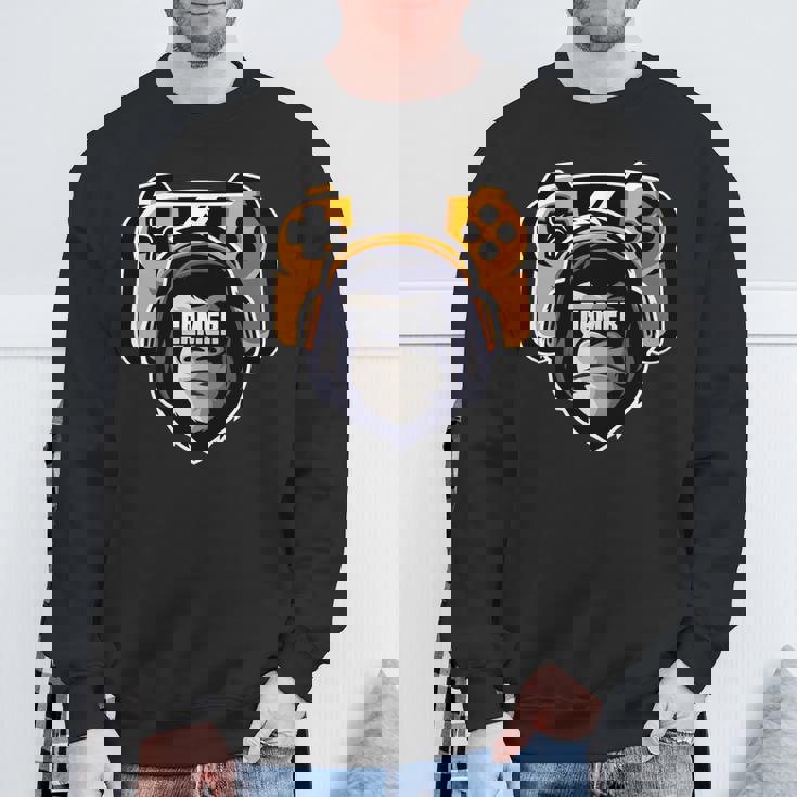 Playtation ゲーマーギフト モンキー ゲームプレーヤー ビデオゲーム 長袖tシャツ スウェットシャツ 高齢者への贈り物