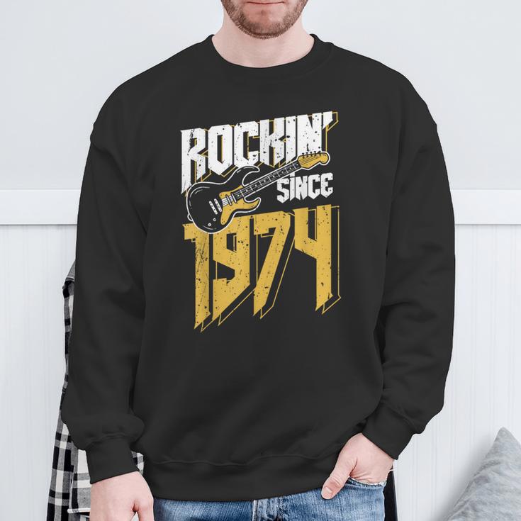 Rockin'ince 1974 Éventail De Musique Rockintage 48E Anniversaire Sweater e Cadeaux pour les vieillards