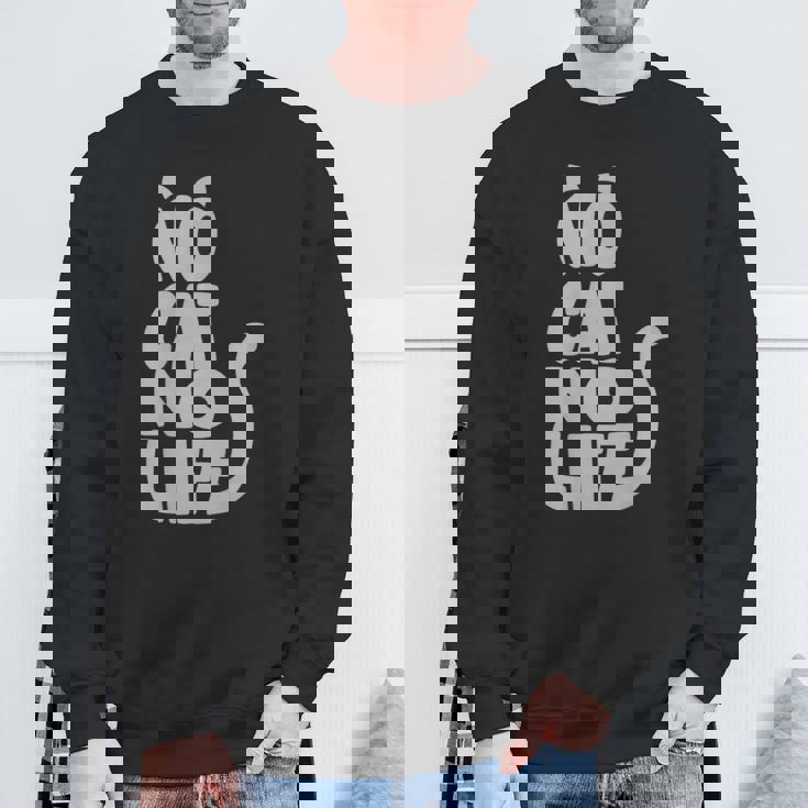 「No Cat No Life」 猫 シルエット スウェットシャツ 高齢者への贈り物