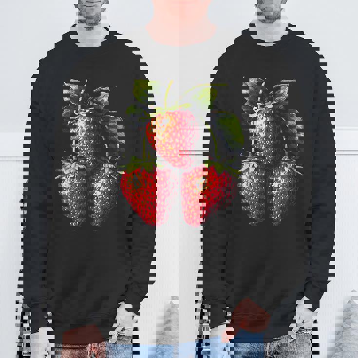 いちご フルーツモチーフ カラフル イラスト イチゴ スウェットシャツ 高齢者への贈り物