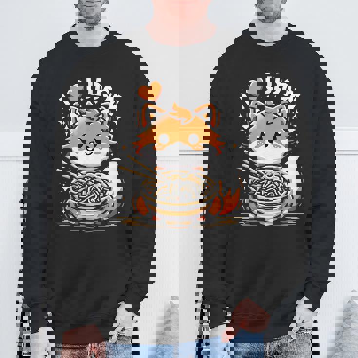 うどんが大好き カワイイきつねとうどん麺 スウェットシャツ 高齢者への贈り物