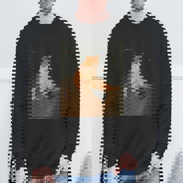 おもしろタバコ 子猫 喫煙 バカ ミーム ブレイン スウェットシャツ 高齢者への贈り物