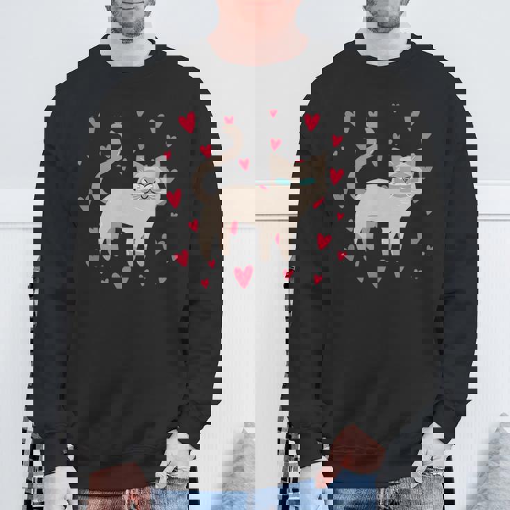 かわいいシャム猫プリント スウェットシャツ 高齢者への贈り物