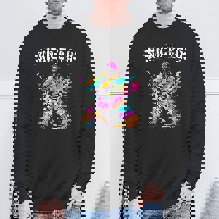 アイスホッケー選手 ゴールキーパー アイスホッケーゴールキーパーギフト スウェットシャツ 高齢者への贈り物