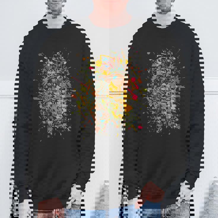 アメリカ先住民のココペリ カラフルスプラッシュ4 ファンの楽しみ スウェットシャツ 高齢者への贈り物