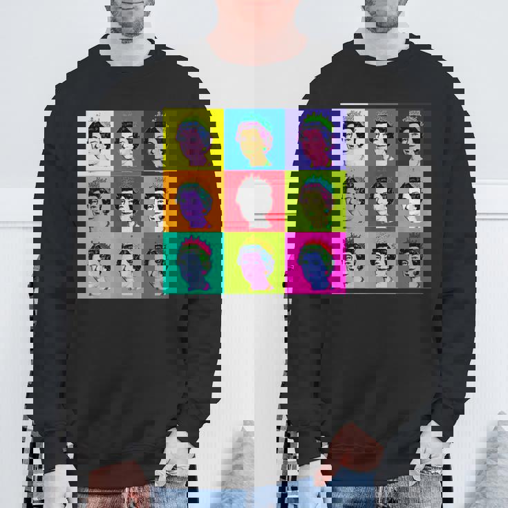 エリザベス 9 正方形タイル ポップアート イギリスの女王 スウェットシャツ 高齢者への贈り物