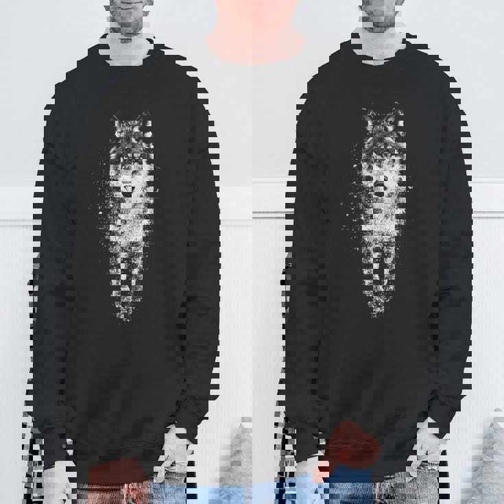 オオカミ 動物 モチーフ イラスト オオカミ 長袖tシャツ スウェットシャツ 高齢者への贈り物