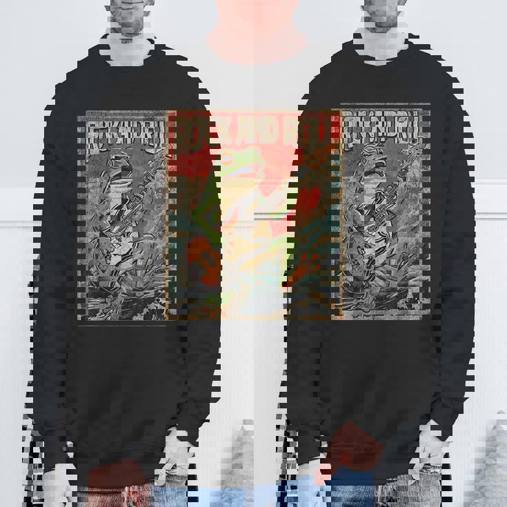 カエル 演奏 ベース ギター ロック オン ヴィンテージ ロック ギタリスト カエル スウェットシャツ 高齢者への贈り物