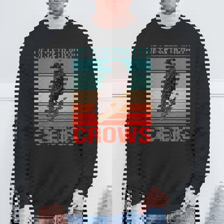 カラス ライフ・イズ・ベター バード鳥類学 カラス スウェットシャツ 高齢者への贈り物