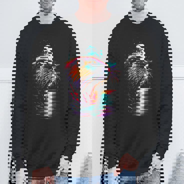 カラフル ヌートリア スピリット 動物 かっこいい イラスト アート スウェットシャツ 高齢者への贈り物