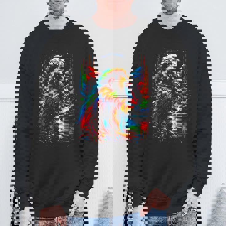 カラフル マンドリル 猿 精霊 動物 かっこいい イラスト アート スウェットシャツ 高齢者への贈り物