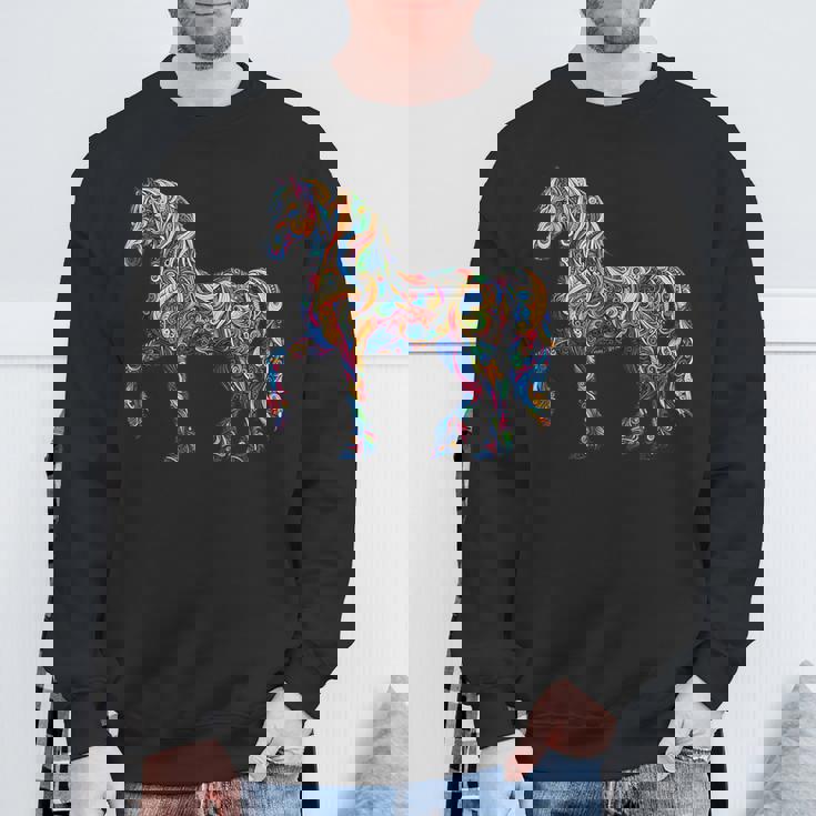 カラフルな抽象的な馬 スウェットシャツ 高齢者への贈り物