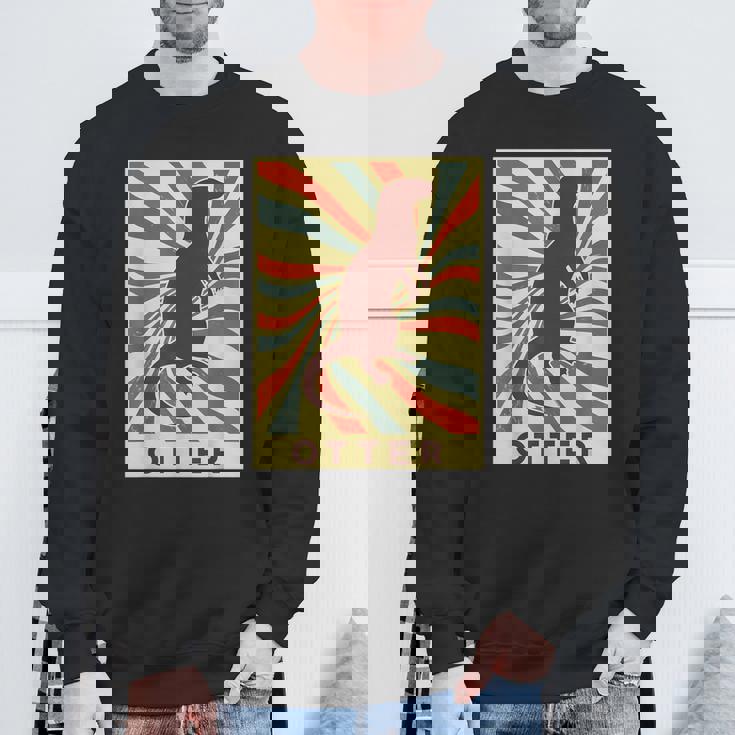 カワウソ 動物 レトロ ヴィンテージ カワウソ スウェットシャツ 高齢者への贈り物