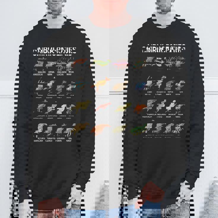 カンブリア紀の生き物チャート–先史時代の海洋生物アート スウェットシャツ 高齢者への贈り物